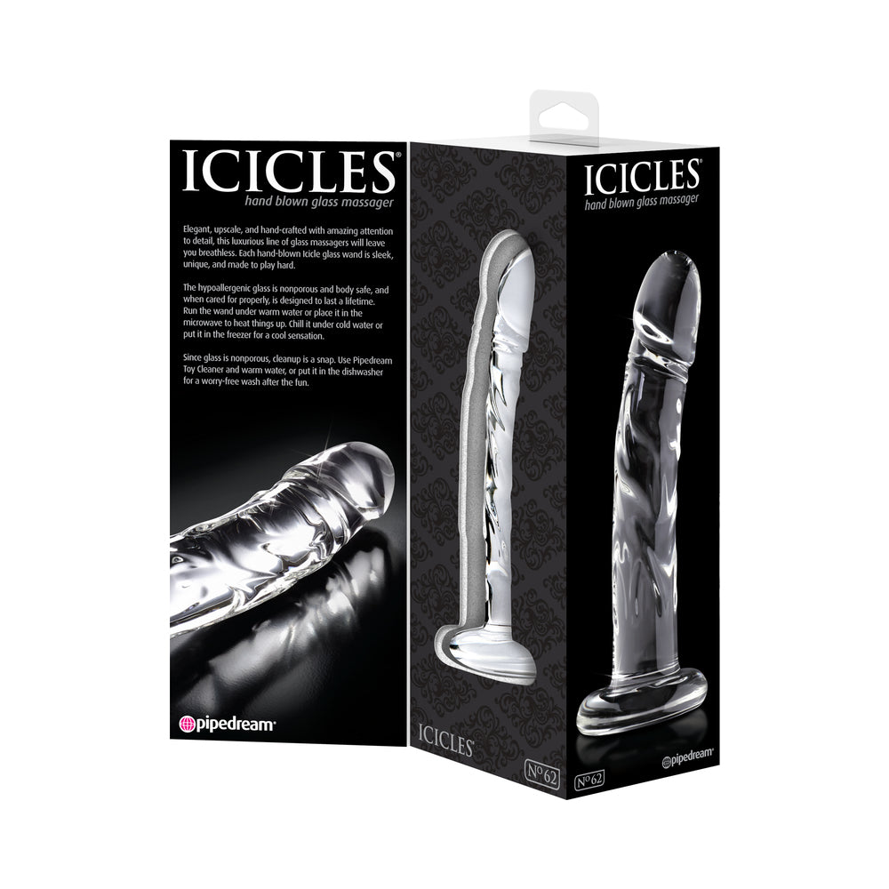 Icicles No. 62 Curved Realistic 6.5 in. Glass Dildo Clear