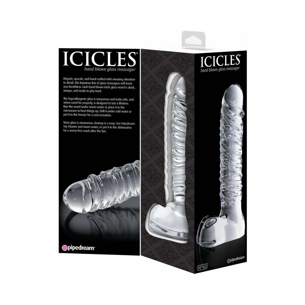 Icicles #63 8.5in Glass Dildo Clear