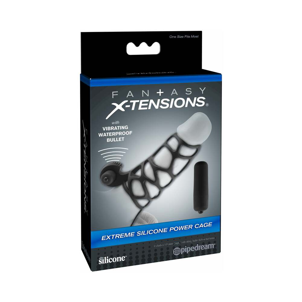 Pipedream Fantasy X-tensions Vibrating Extreme Silicone Power Cage Black