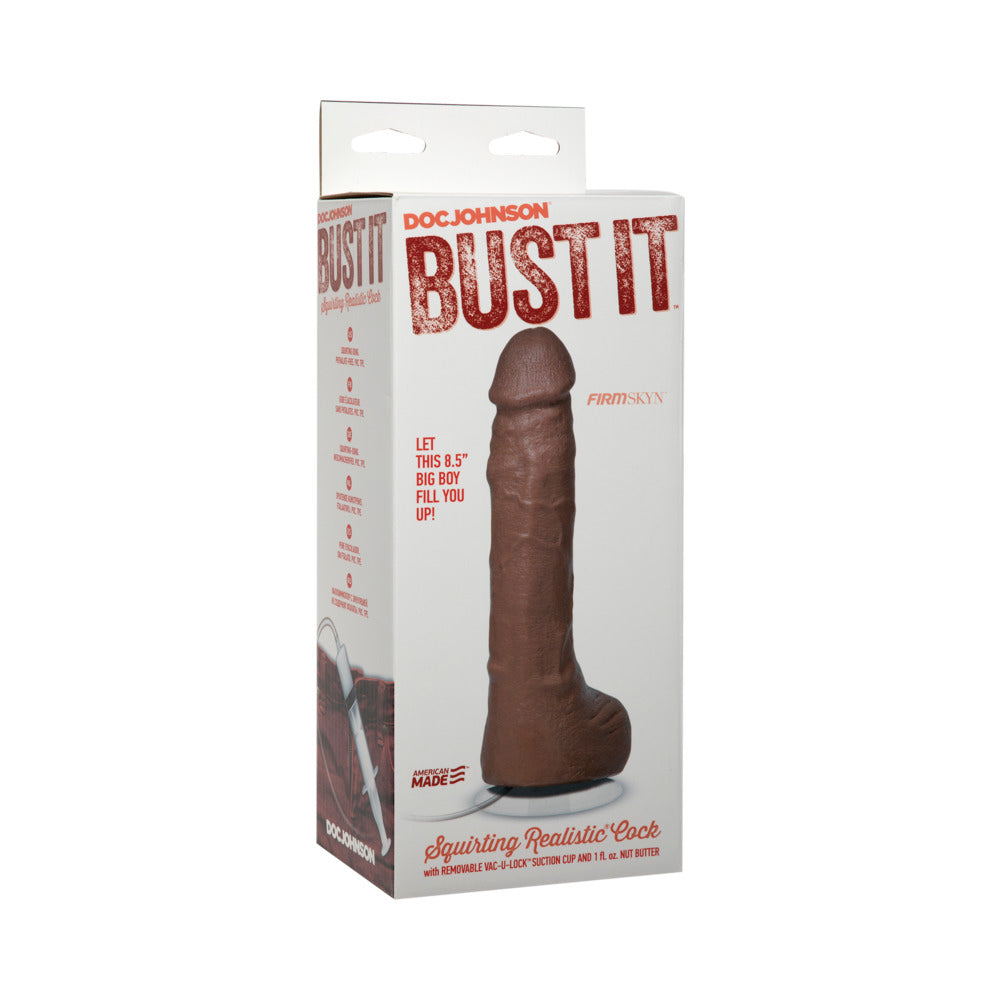 Bust It Squirting Realistic Cock Brown w/1oz Nut Butter