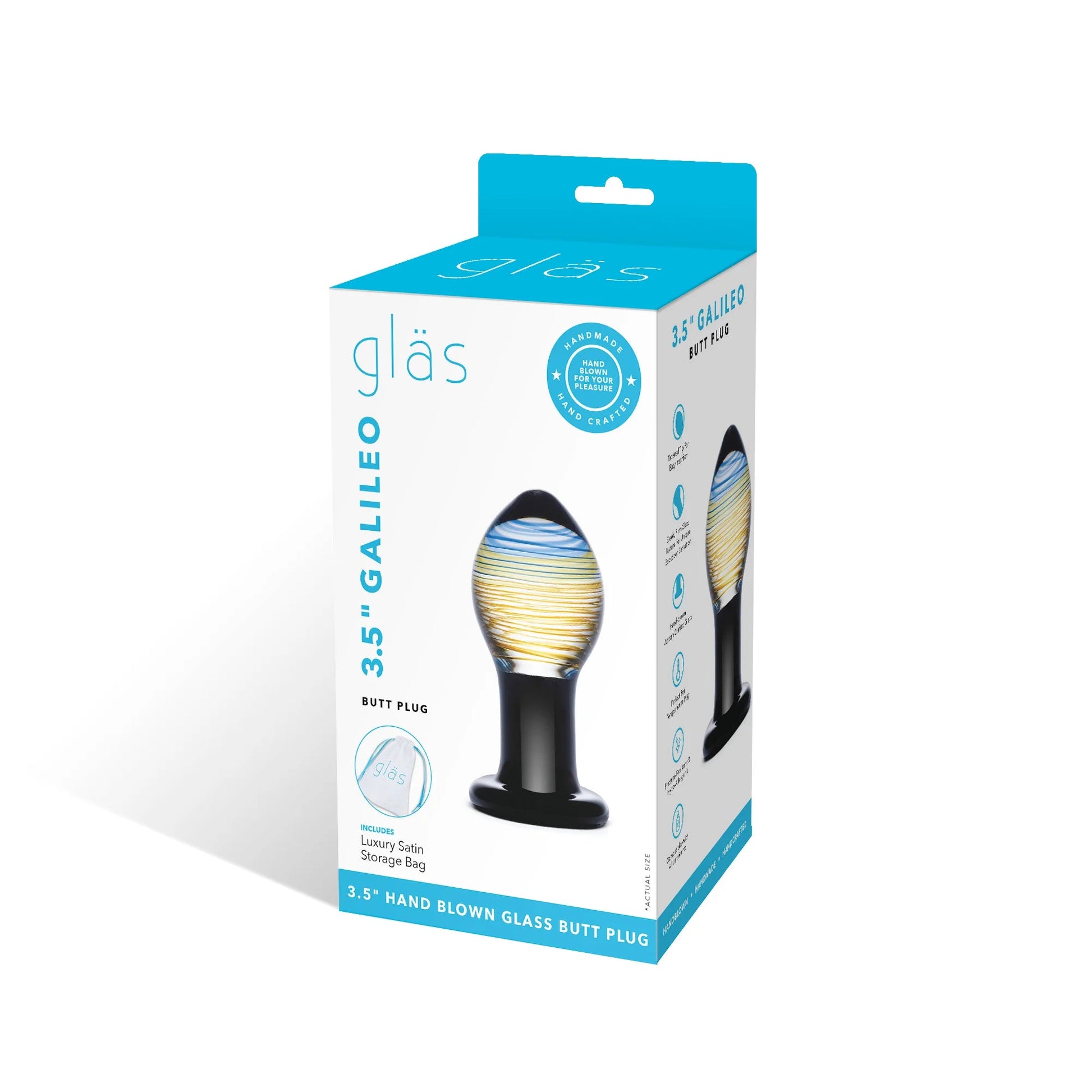 Glas 3.5 in. Galileo Glass Butt Plug