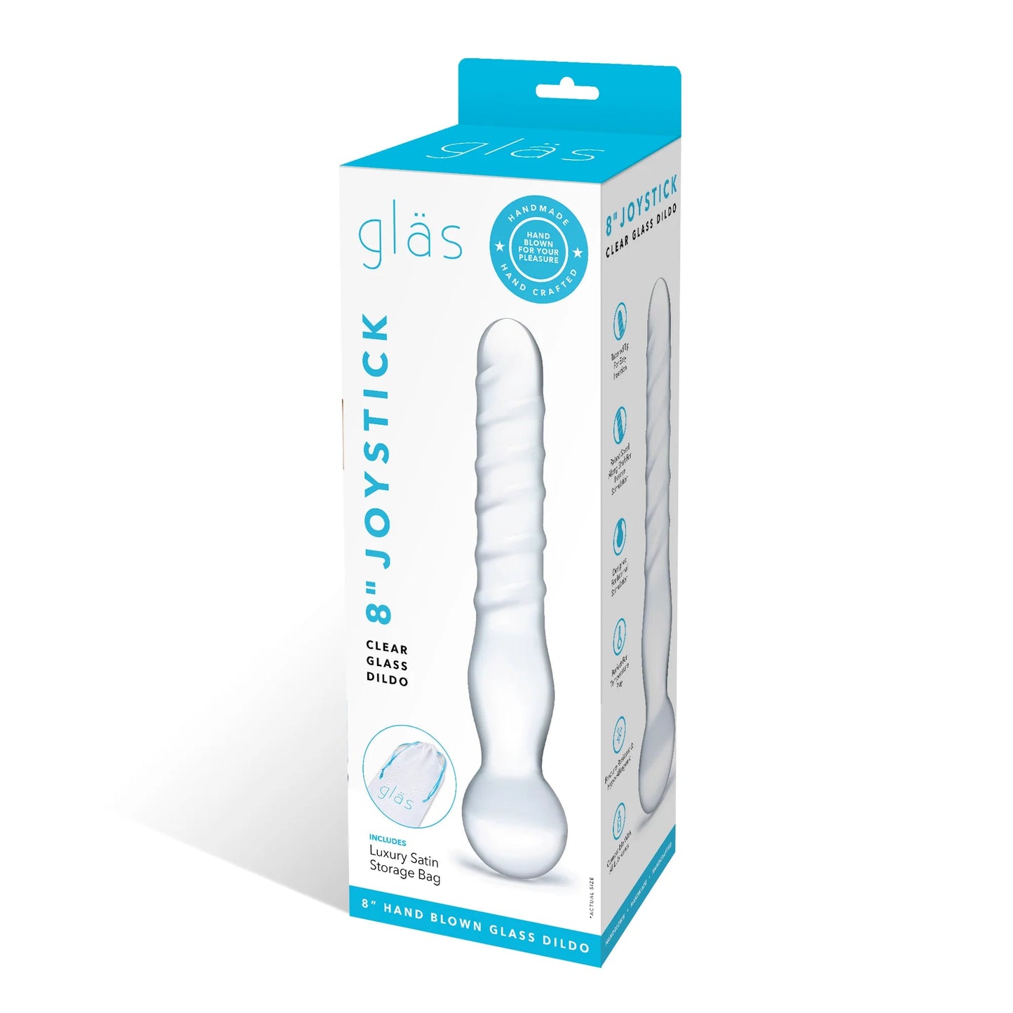 Glas 8in Joystick Clear Glass Dildo