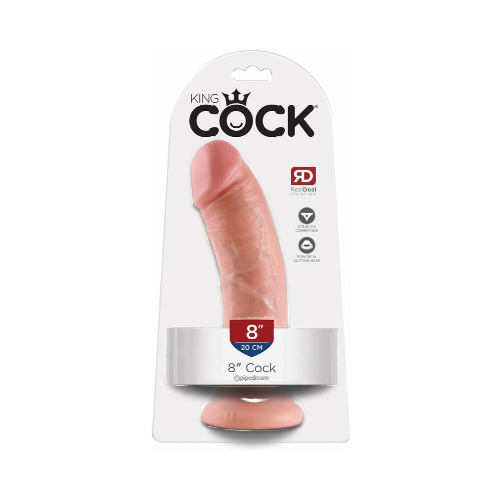King Cock 8 in. Cock Realistic Dildo With Suction Cup Beige