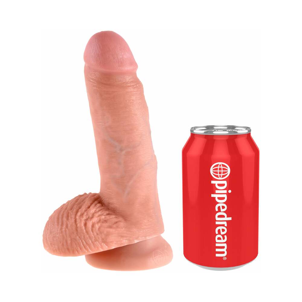 King Cock 7 in. Cock With Balls Realistic Suction Cup Dildo Beige