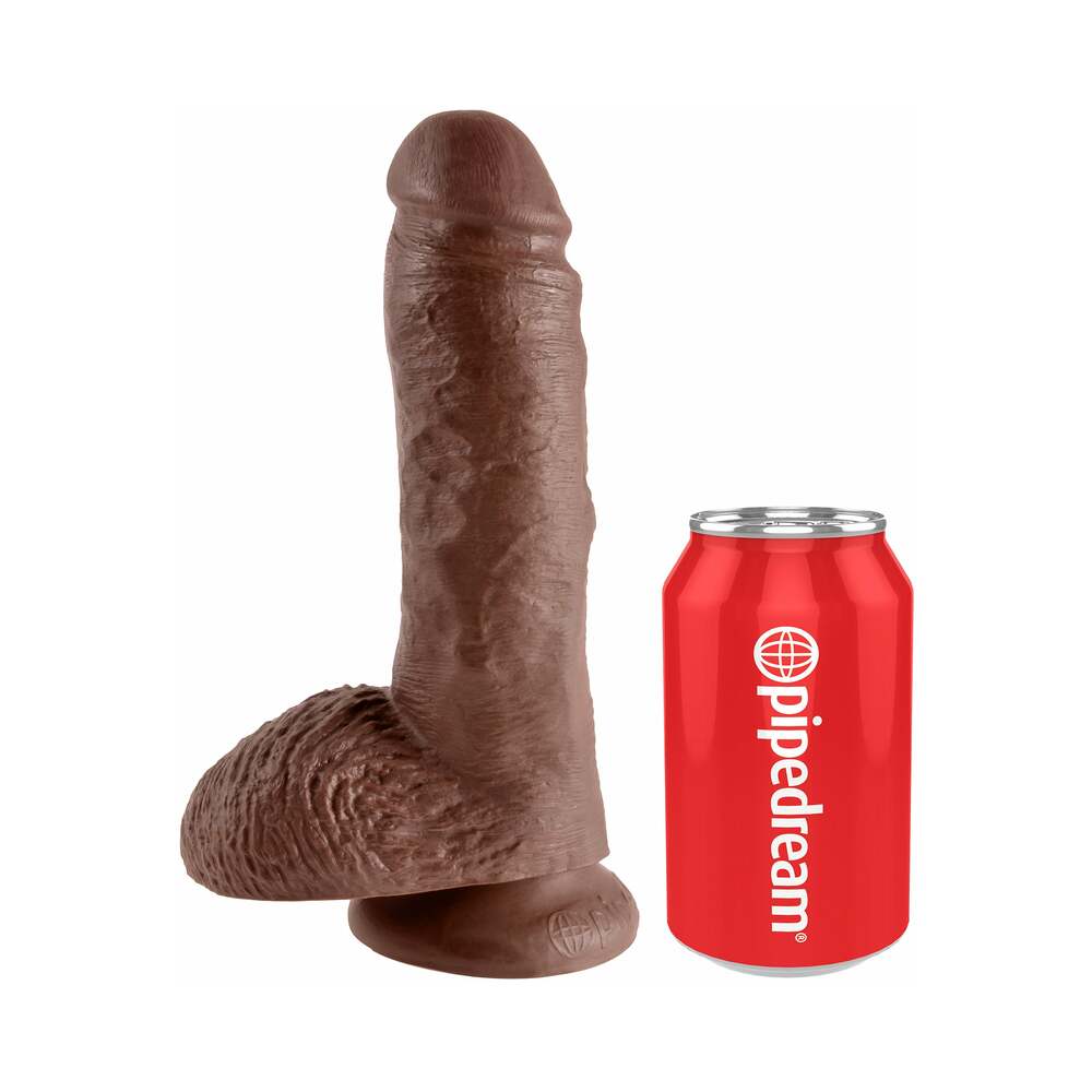 King Cock 8in Cock w/ Balls Brown