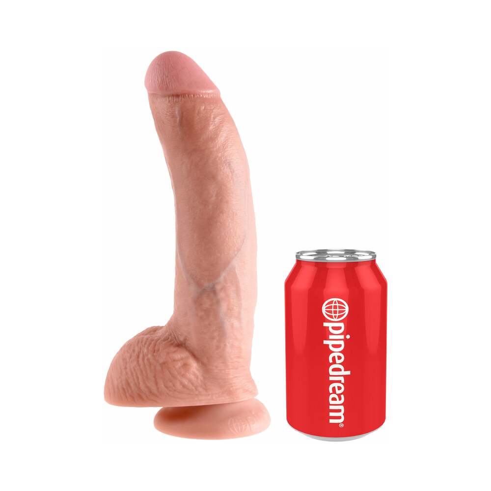 King Cock 9 in. Cock With Balls Realistic Suction Cup Dildo Beige