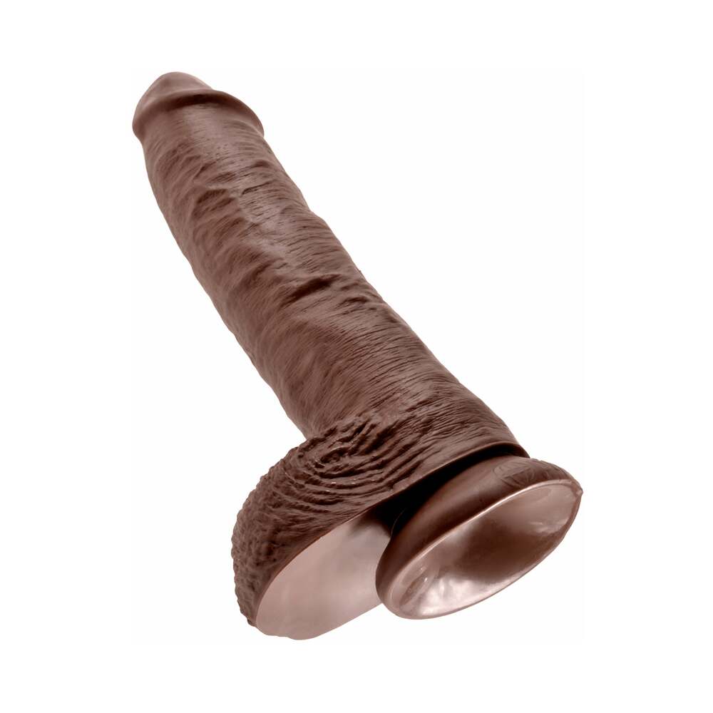 King Cock 10in Cock w/ Balls Brown