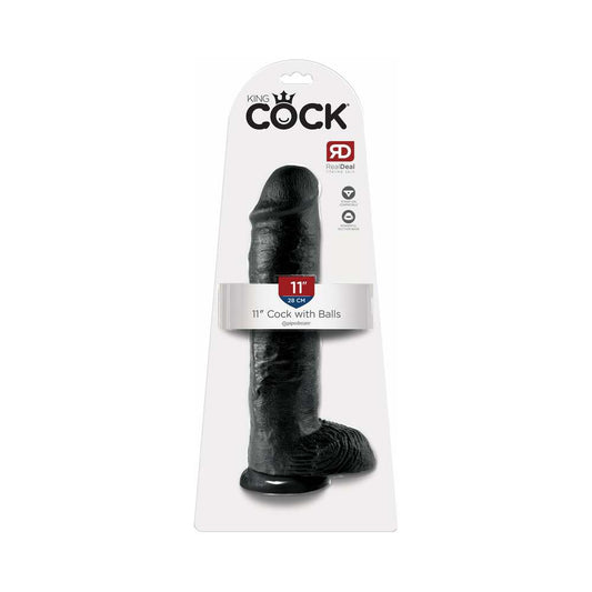 Pipedream King Cock 11 in. Cock With Balls Realistic Suction Cup Dildo Black