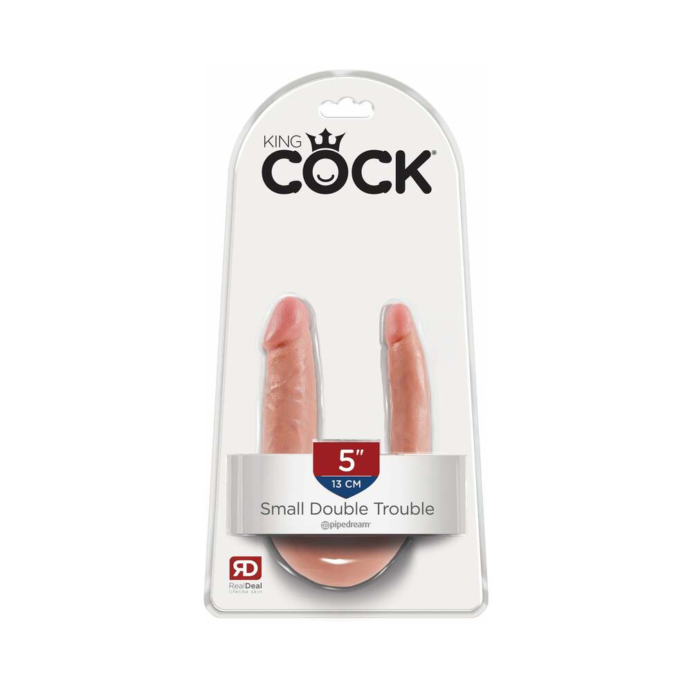 Pipedream King Cock Double Trouble Small 5 in. Realistic Dual-Ended Dildo Beige