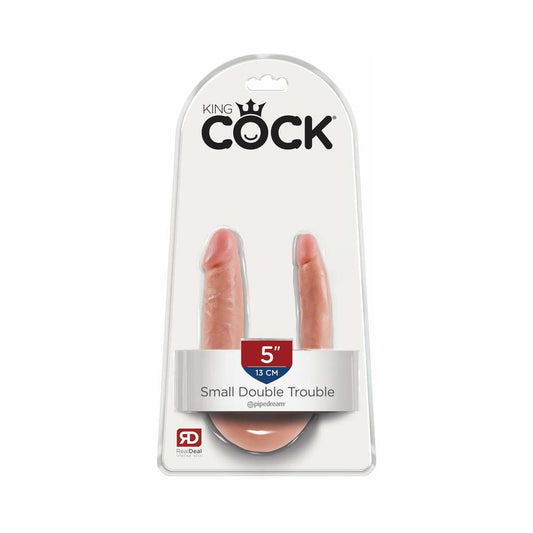 Pipedream King Cock Double Trouble Small 5 in. Realistic Dual-Ended Dildo Beige