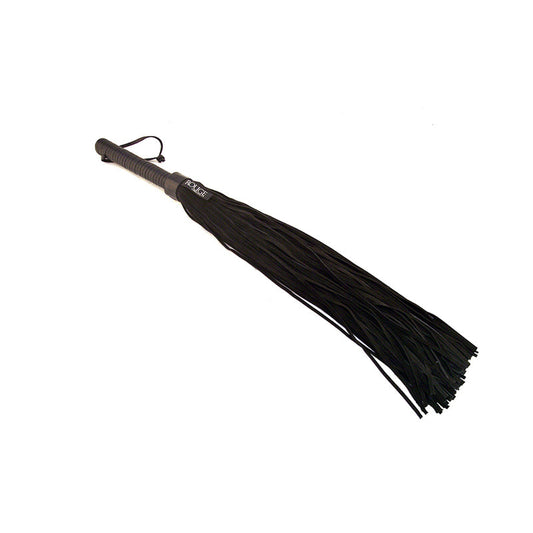 Flogger Rouge de gamuza con mango de cuero negro