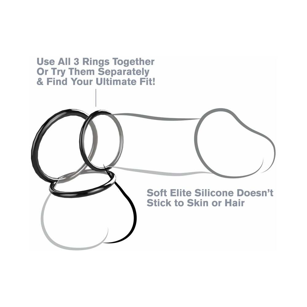 Fantasy C-Ringz Silicone 3-Ring Stamina Set Black