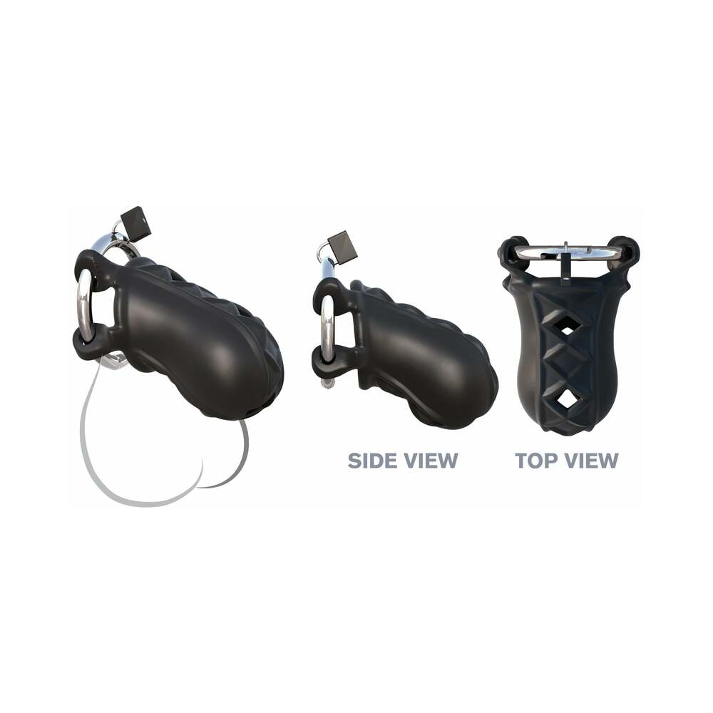 Fantasy C-Ringz Extreme Silicone Cock Blocker Locking Chastity Cage Black