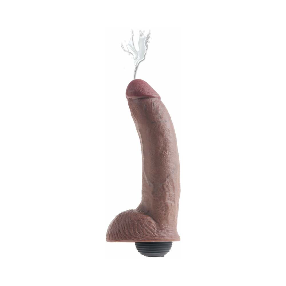 King Cock 9in Squirting Cock Balls Brown