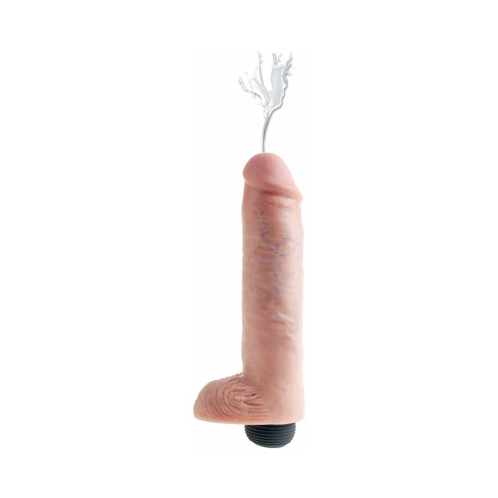 King Cock 10in Squirting Cock Balls Beig