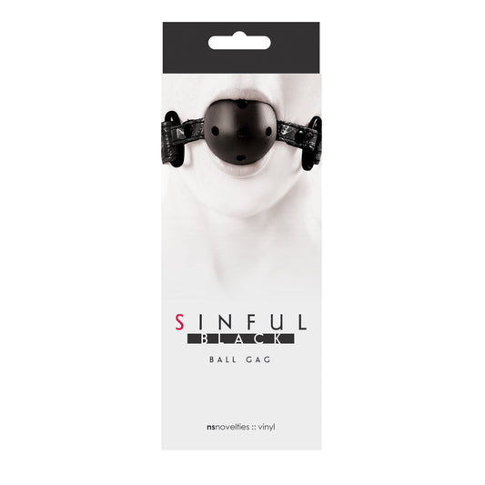 Sinful Vinyl Ball Gag Black