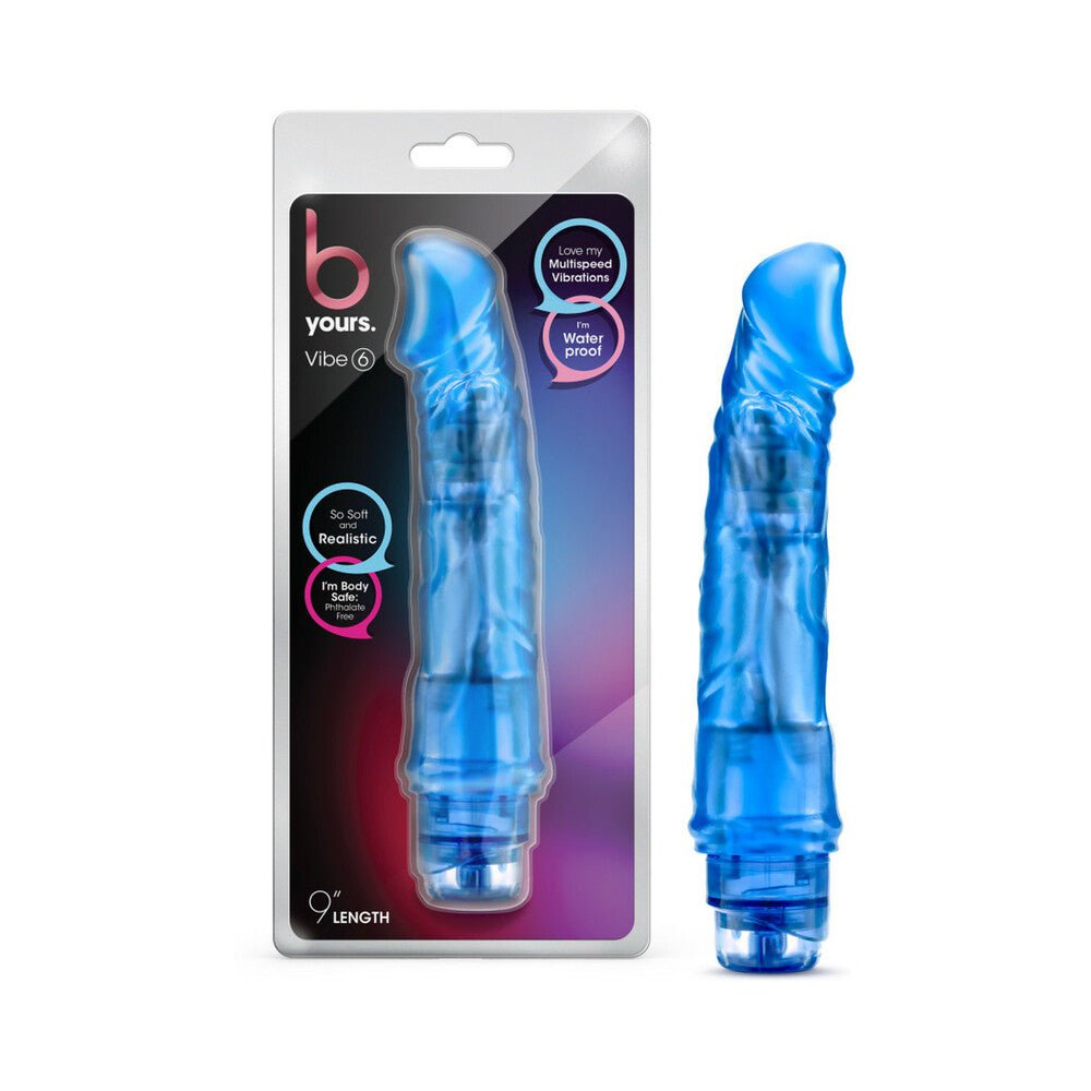 Blush B Yours Vibe 6 Realistic 9.25 in. Vibrating Dildo Blue