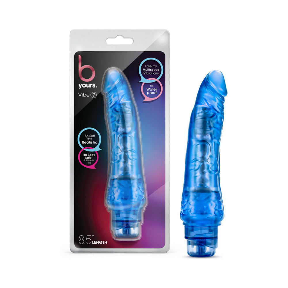 Blush B Yours Vibe 7 Realistic 8.75 in. Vibrating Dildo Blue