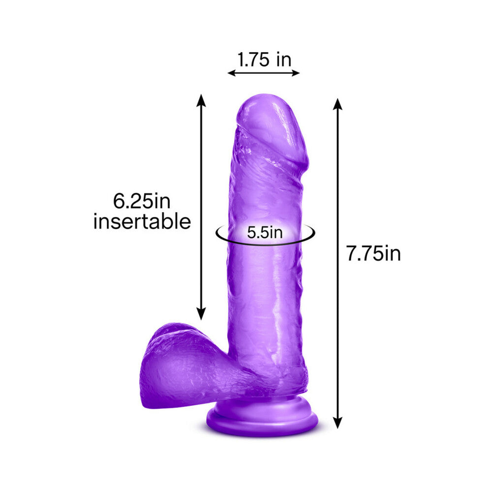 B Yours Sweet 'n Hard 2 Realistic 7.75 in. Dildo with Balls Purple