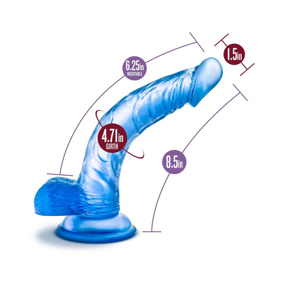 B Yours Sweet 'n Hard 7 Realistic 8.5 in. Dildo with Balls Blue