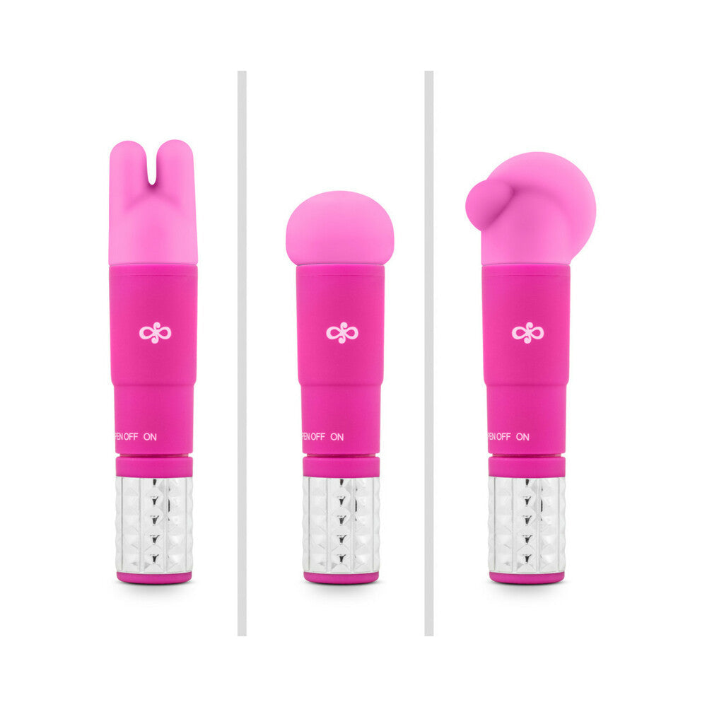 Rose Revitalize Massage Kit with Mini Vibrator & 3 Silicone Attachments Pink