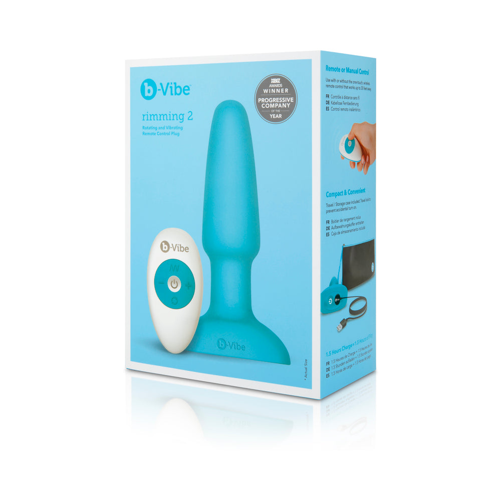 b-Vibe Rimming 2 Rotating and Vibrating Remote Control Plug Teal