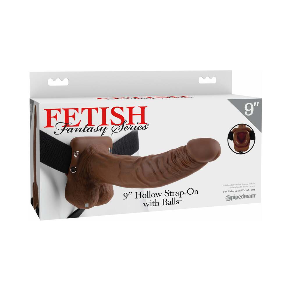 Pipedream Fetish Fantasy Series 9 in. Hollow Strap-On with Balls Brown/Black