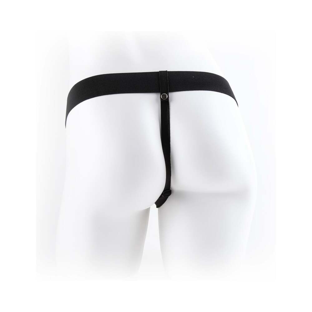 Fetish Fantasy Series 9 in. Vibrating Hollow Strap-On with Balls Beige/Black