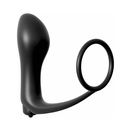 AFC Ass-Gasm Vibr Cockring & Plug Blk