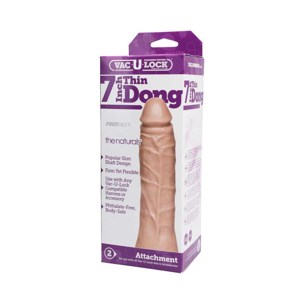 Pene fino Vac-U-Lock de 7 pulgadas, color blanco, natural