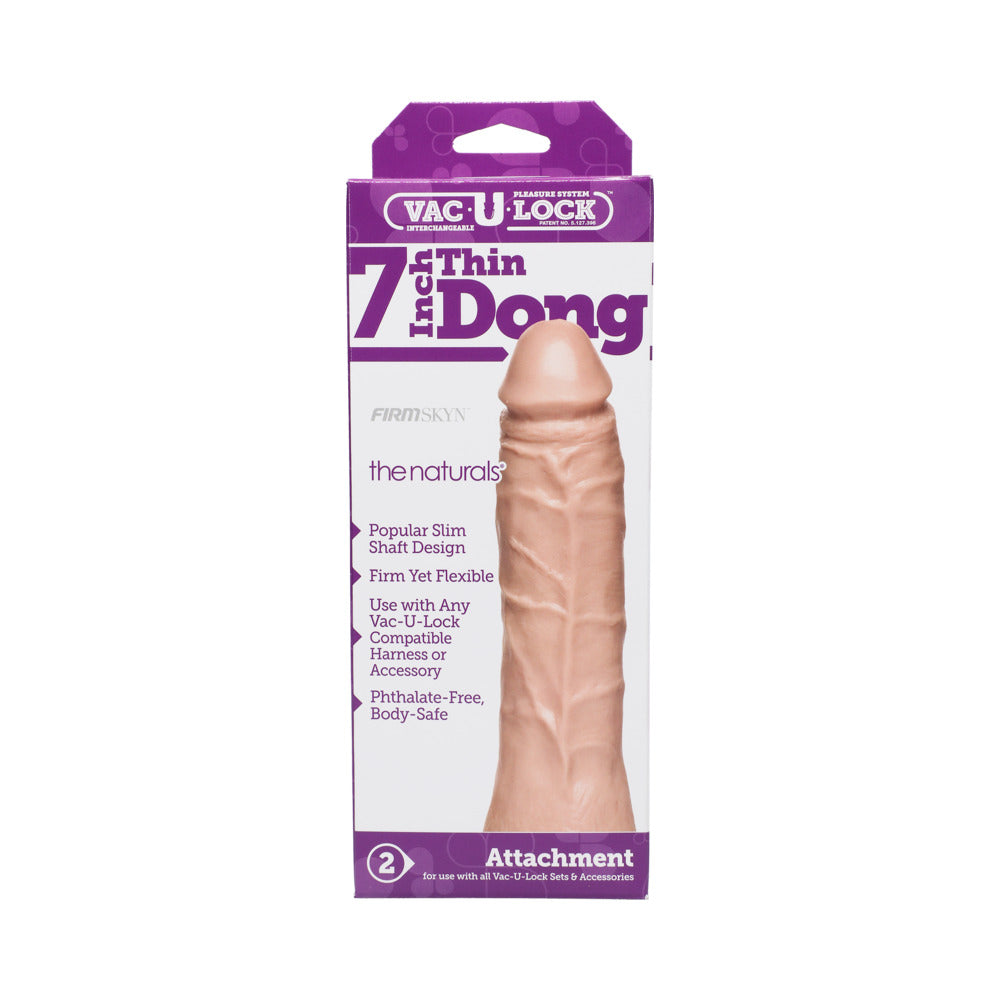 Pene fino Vac-U-Lock de 7 pulgadas, color blanco, natural