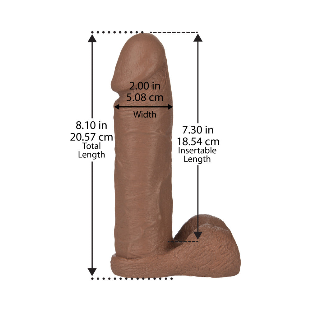 Vac-U-Lock 8in Realistic Cock Brown