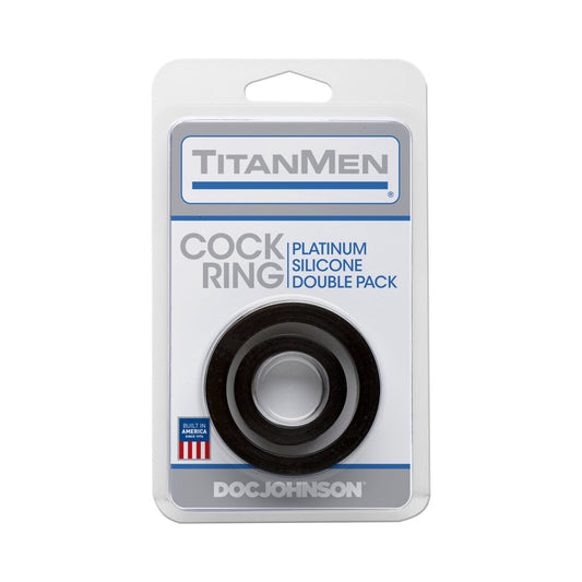 Titanmen Cock Ring Platinum Silicone Double Pack Black