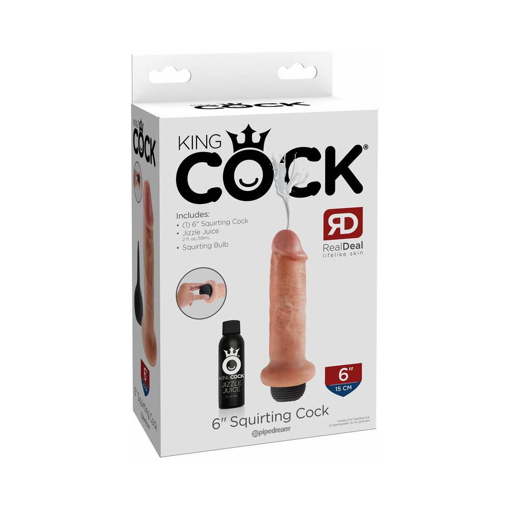 Pipedream King Cock 6 in. Squirting Cock Realistic Dildo Beige