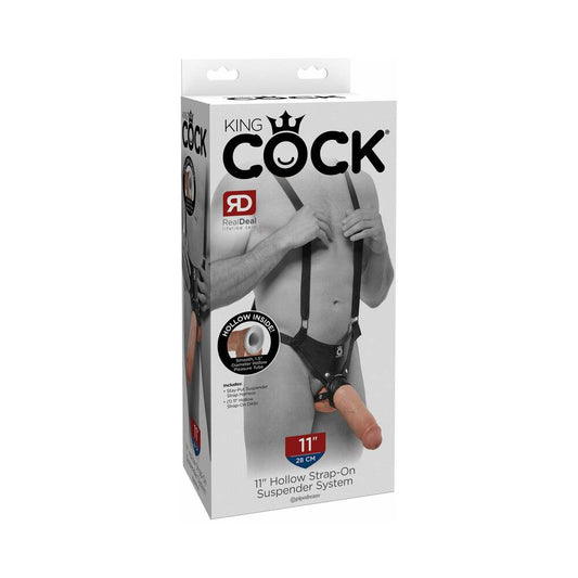 Pipedream King Cock Adjustable 11 in. Hollow Strap-On Suspender System Beige/Black