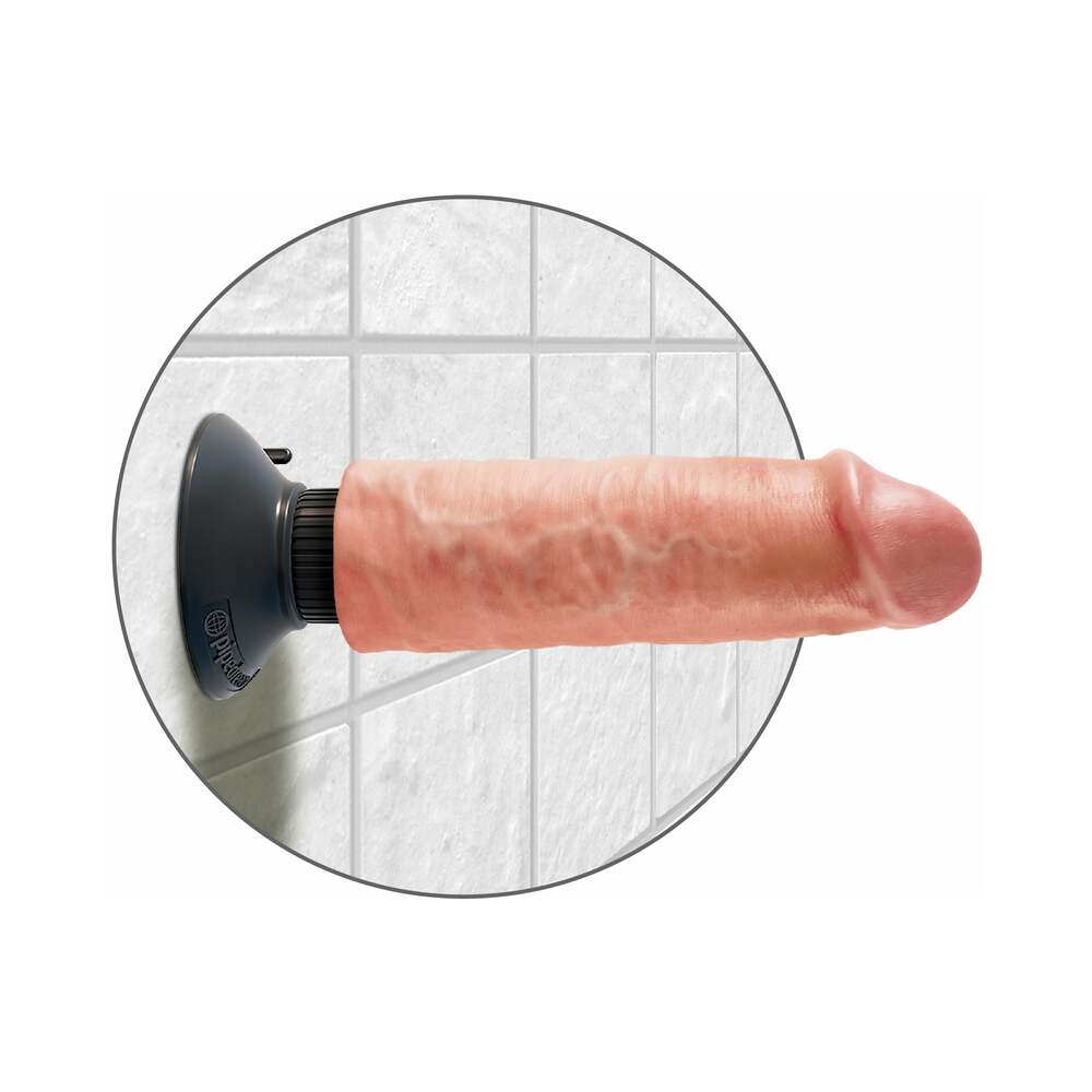 King Cock 6 in. Vibrating Cock Poseable Dildo With Suction Cup Beige