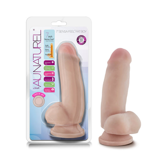 Blush Au Naturel 7 in. Sensa Feel Fat Boy Posable Dual Density Dildo Beige