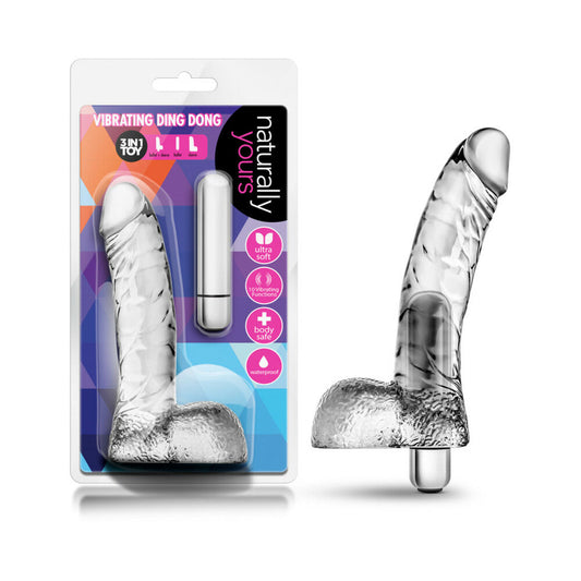 Blush Naturally Yours Vibrating Ding Dong with Balls 6.5 in. Clear