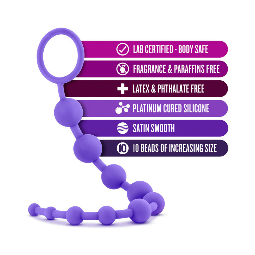 Luxe Silicone 10 Beads for Anal Play Purple