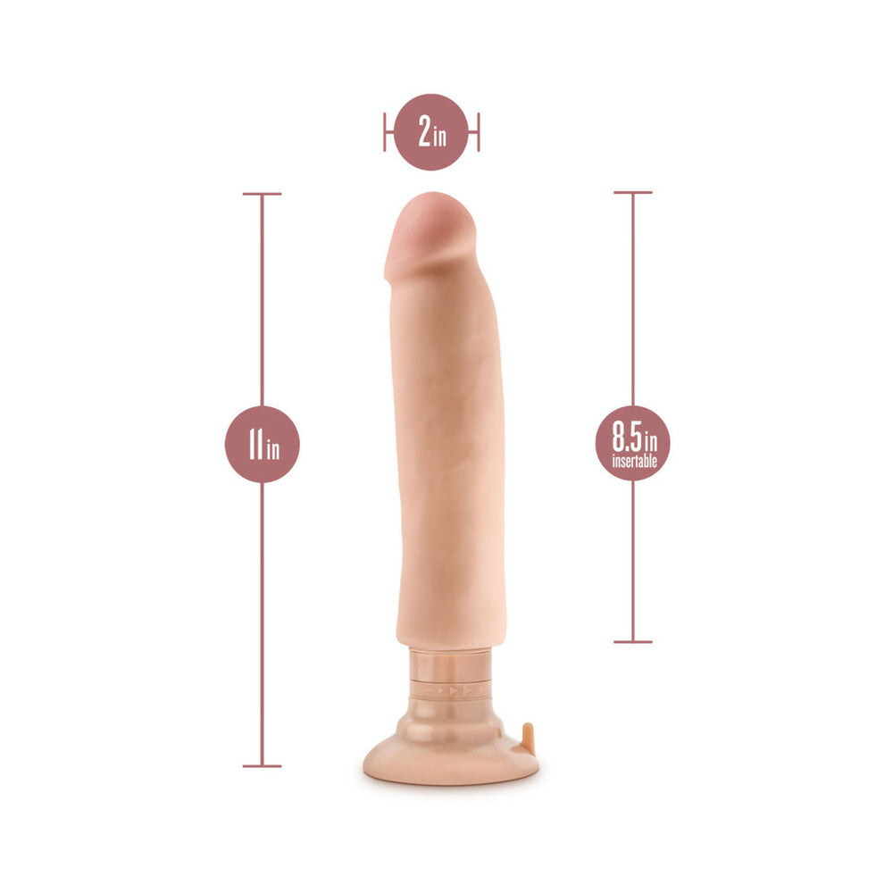 Au Naturel 11 in. Magnum Vibrating Dong Dual Density Dildo Beige