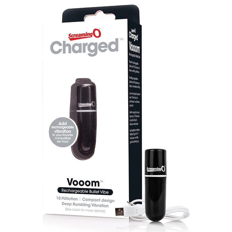 Screaming O Charged Vooom Rechargeable Bullet Vibe - Black