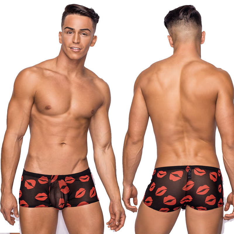 Male Power Kiss Me Mini Short Sheer Lips Large