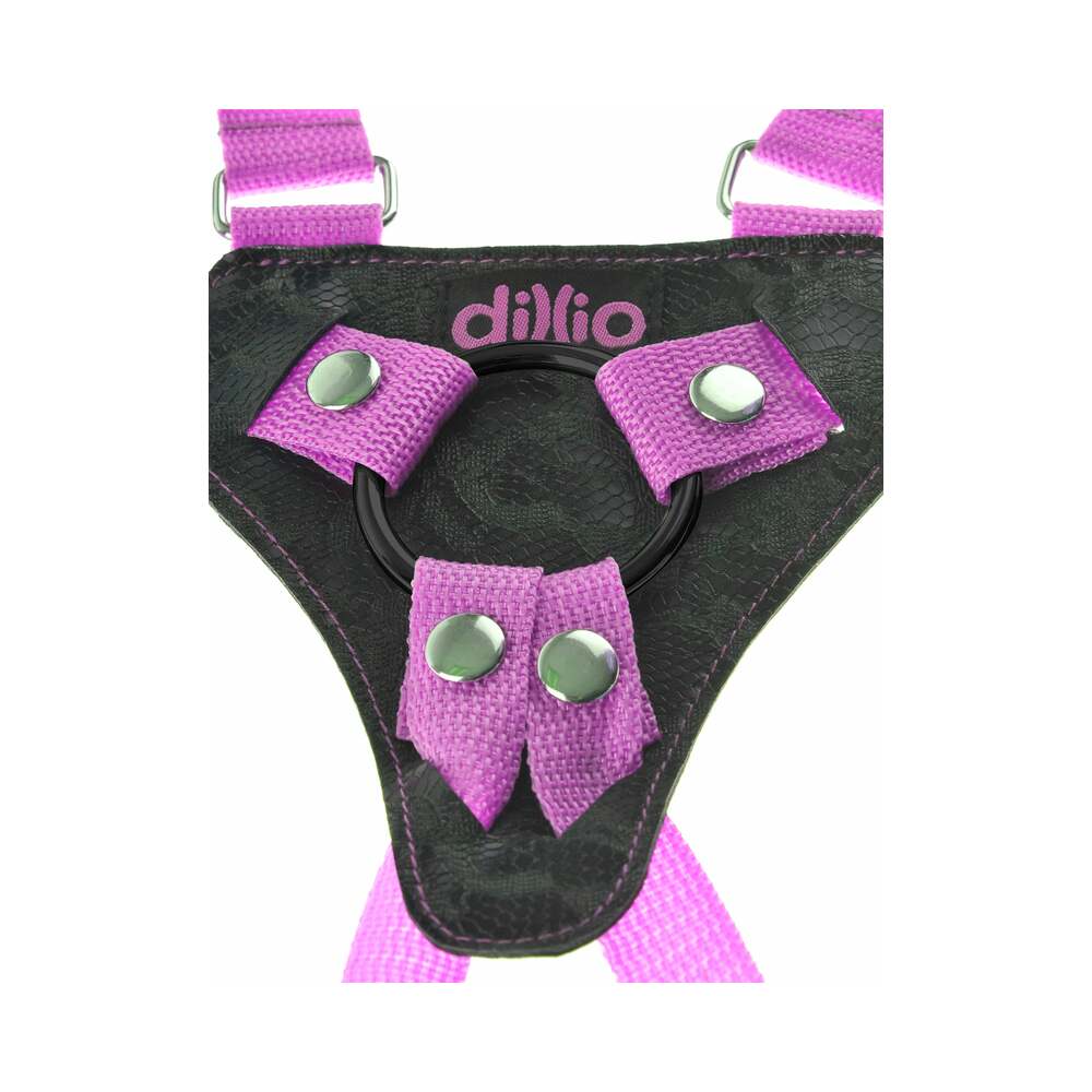Dillio Adjustable 7 in. Strap-On Suspender Harness Set Pink