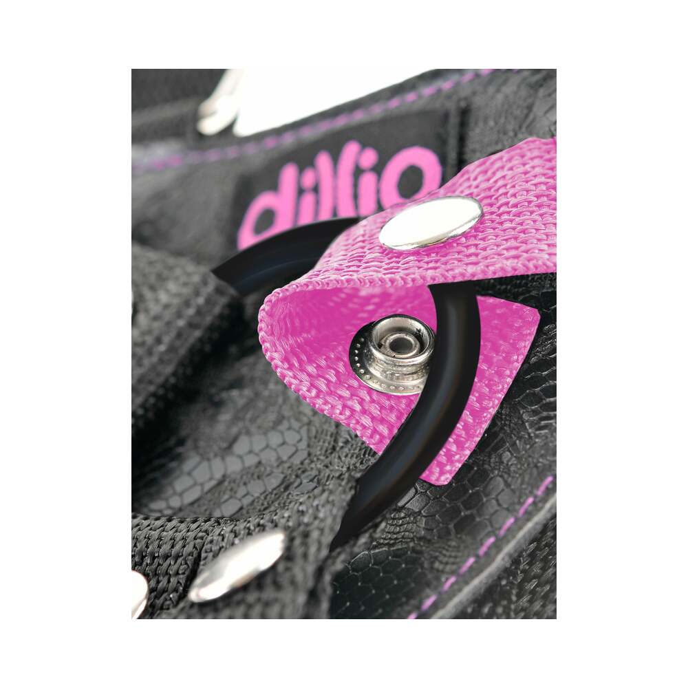 Dillio Adjustable 7 in. Strap-On Suspender Harness Set Pink