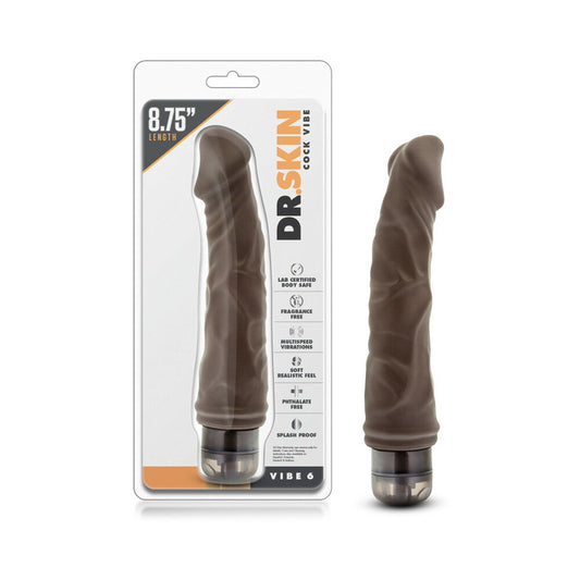 Blush Dr. Skin Vibe 6 Realistic 8.75 in. Vibrating Dildo Brown