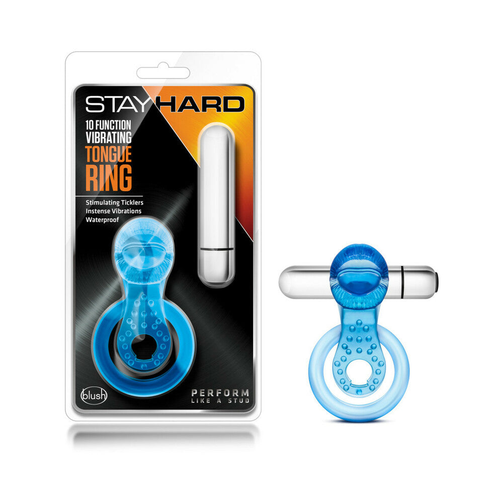 Blush Stay Hard 10 Function Vibrating Tongue Ring Blue