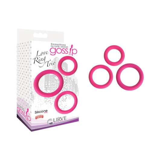 Curve Toys Gossip Love Ring Trio Silicone Cockring 3-Pack Magenta