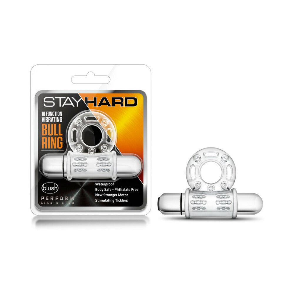 Blush Stay Hard 10 Function Vibrating Bull Ring Clear