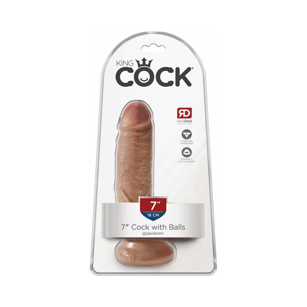 Pipedream King Cock 7 in. Cock With Balls Realistic Suction Cup Dildo Tan