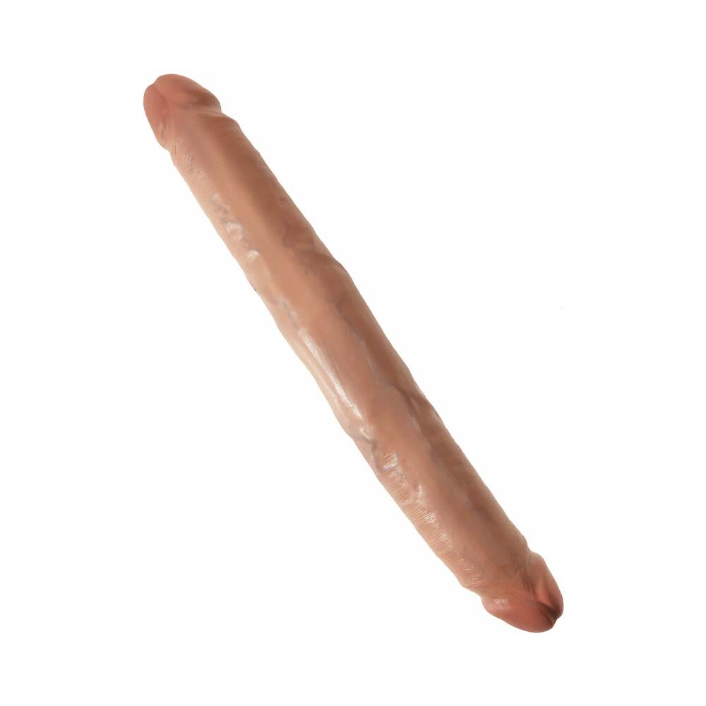 King Cock 12in Slim Double Dildo Tan